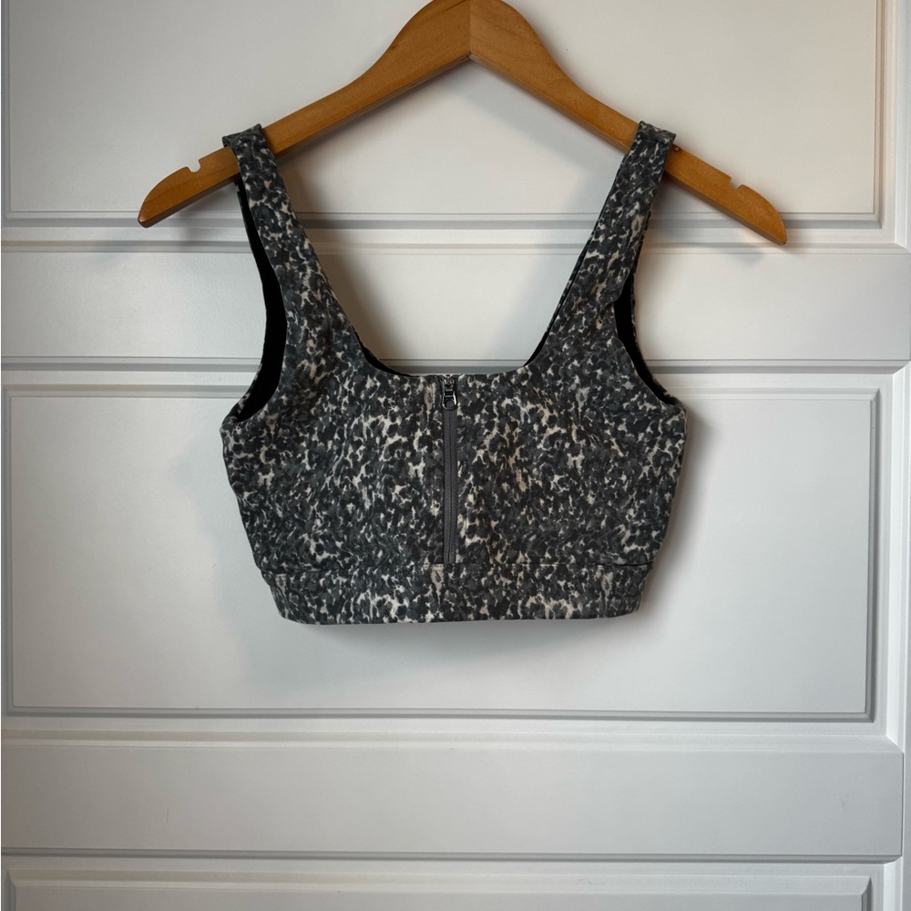 Varley Black and White Leopard Print Crop Top